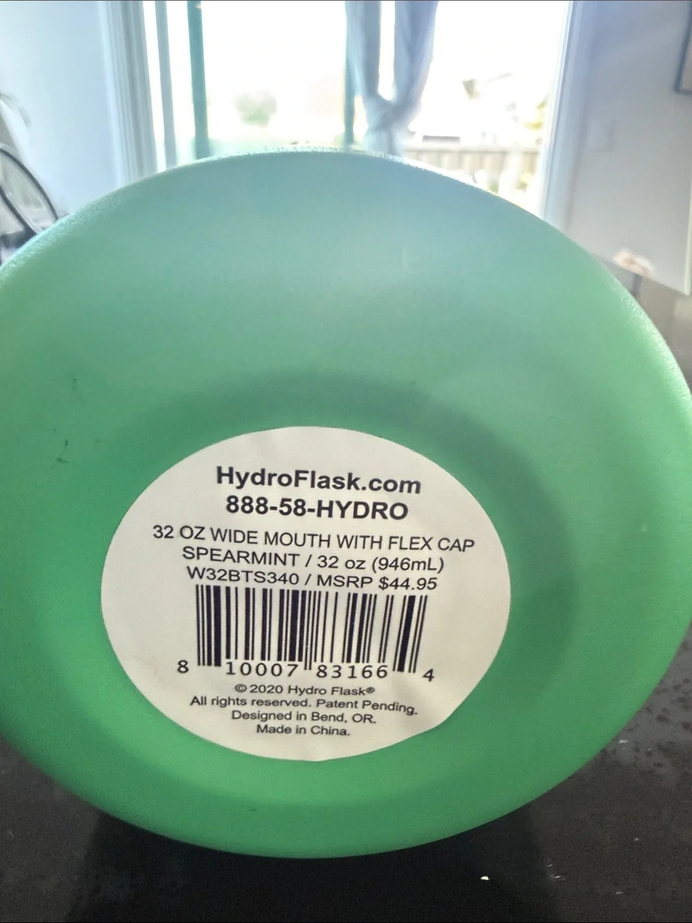 Hydro Flask Green Wide-Mouth Water Bottle with Black Lid